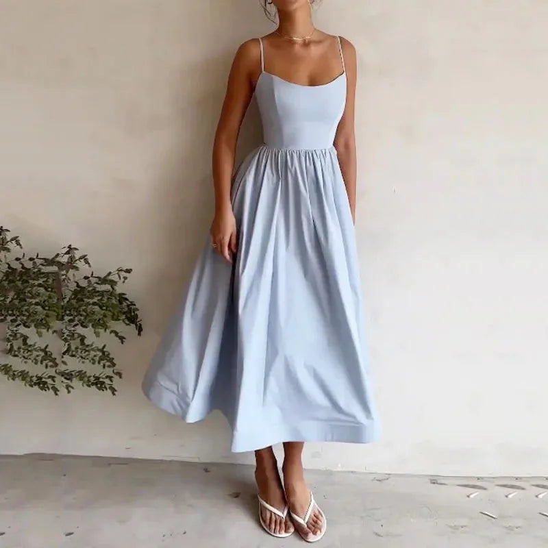 Abito Lungo Elegante Scollo a U